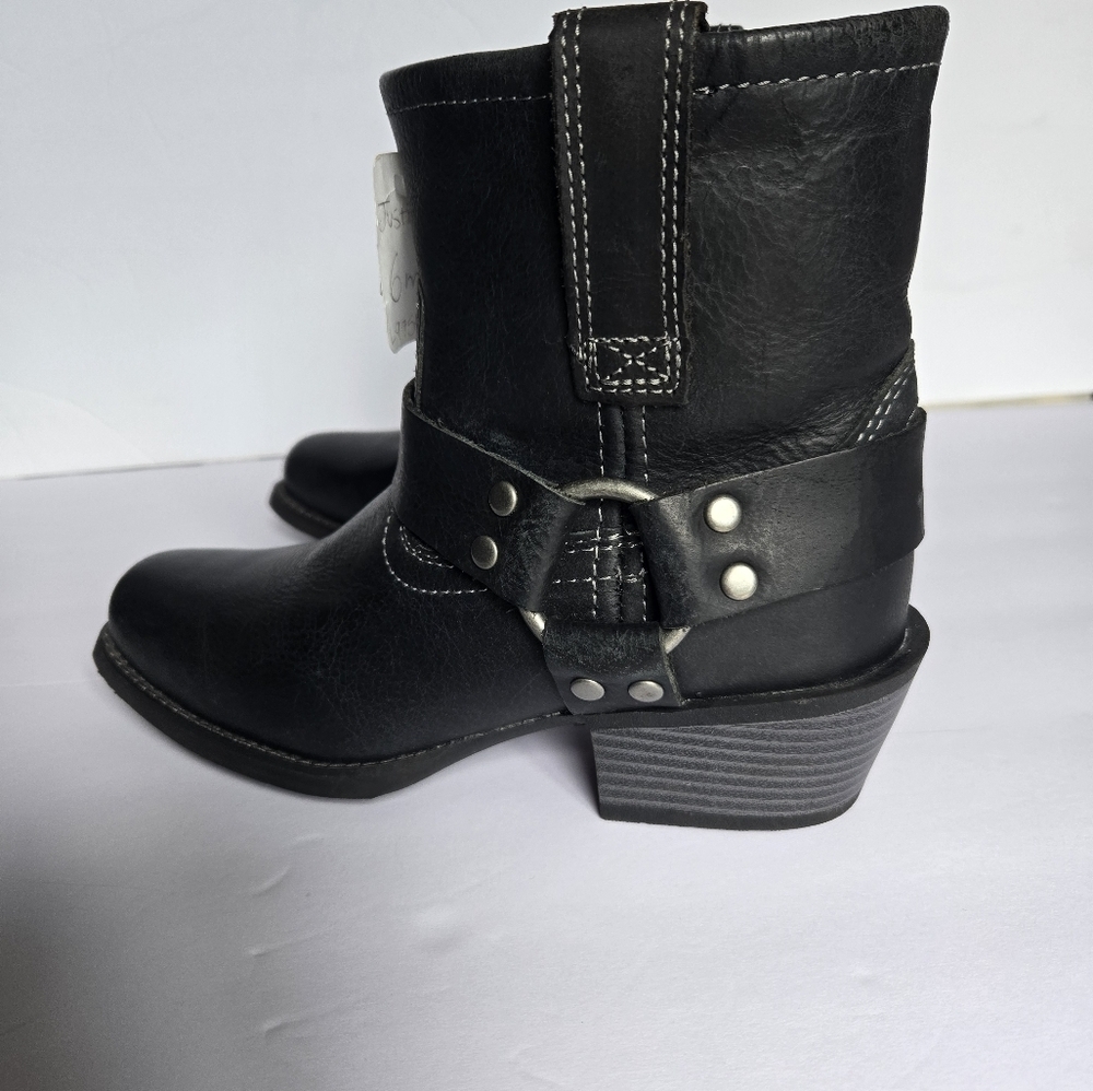 NWT JUSTIN BOOTS , Black Leather Ankle Boots. Size 6B - Picture 11 of 12